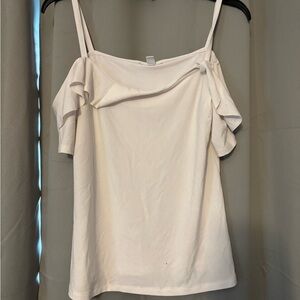Bar III Off-White Ruffle Strap Tank Top